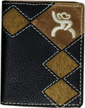 HOOey Diamond Patchwork Cowhide - Men's Bifold Money Clip Wallet