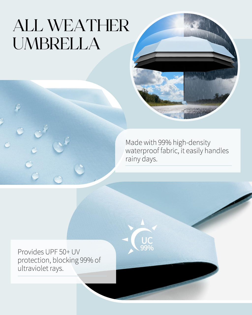 Seniny Mini Travel Umbrella with Case, Compact Pocket Size UV Sun & Rain