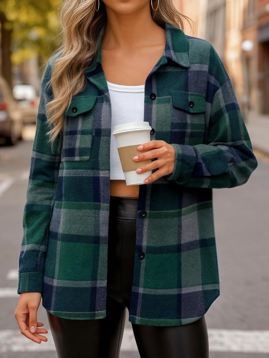 AUTOMET Shackets for Women Plaid Flannel Shirts