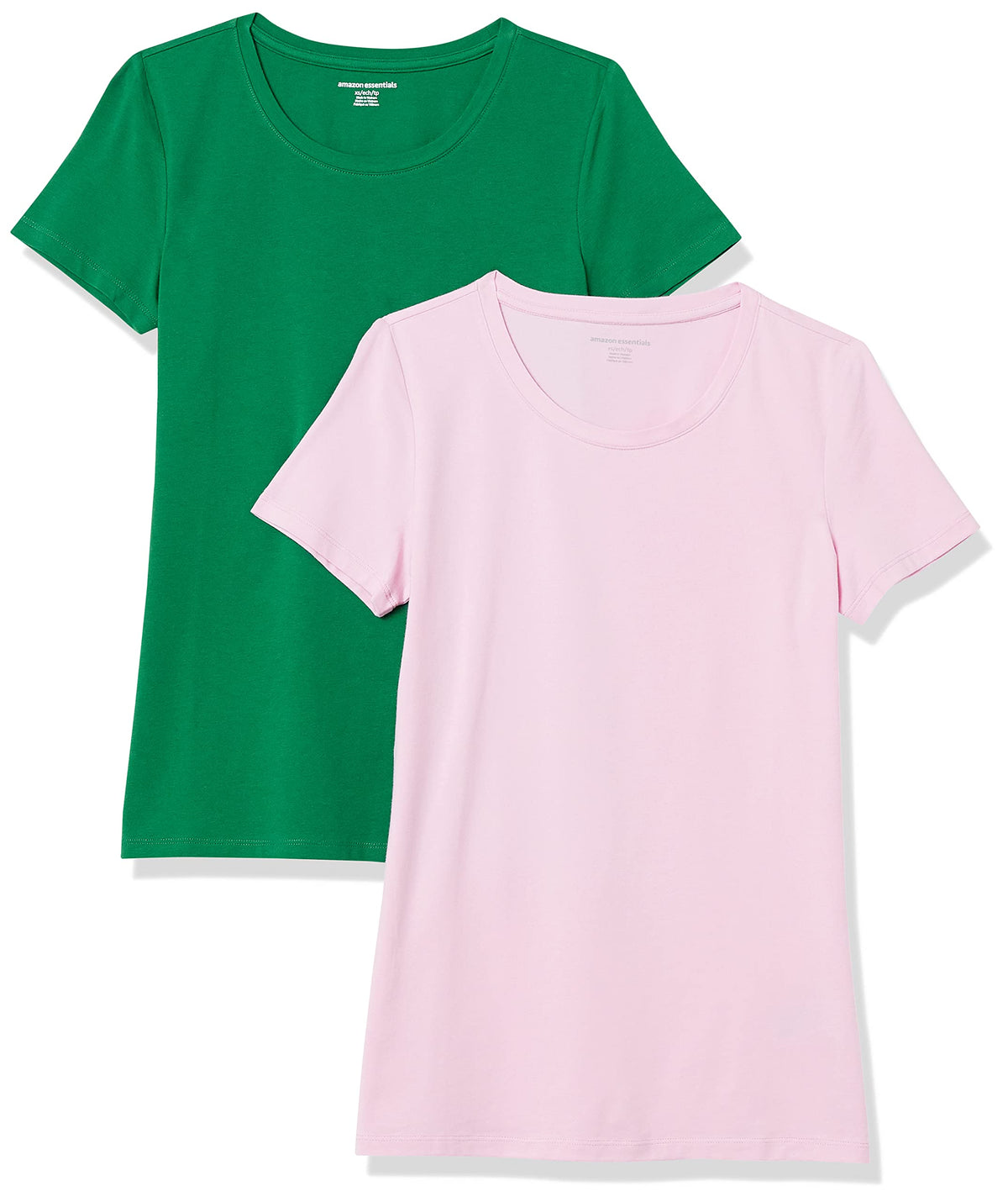 Amazon Essentials Women's Regular-Fit Short-Sleeve Crewneck T-Shirt, Cotton Modal Blend, Pack of 2