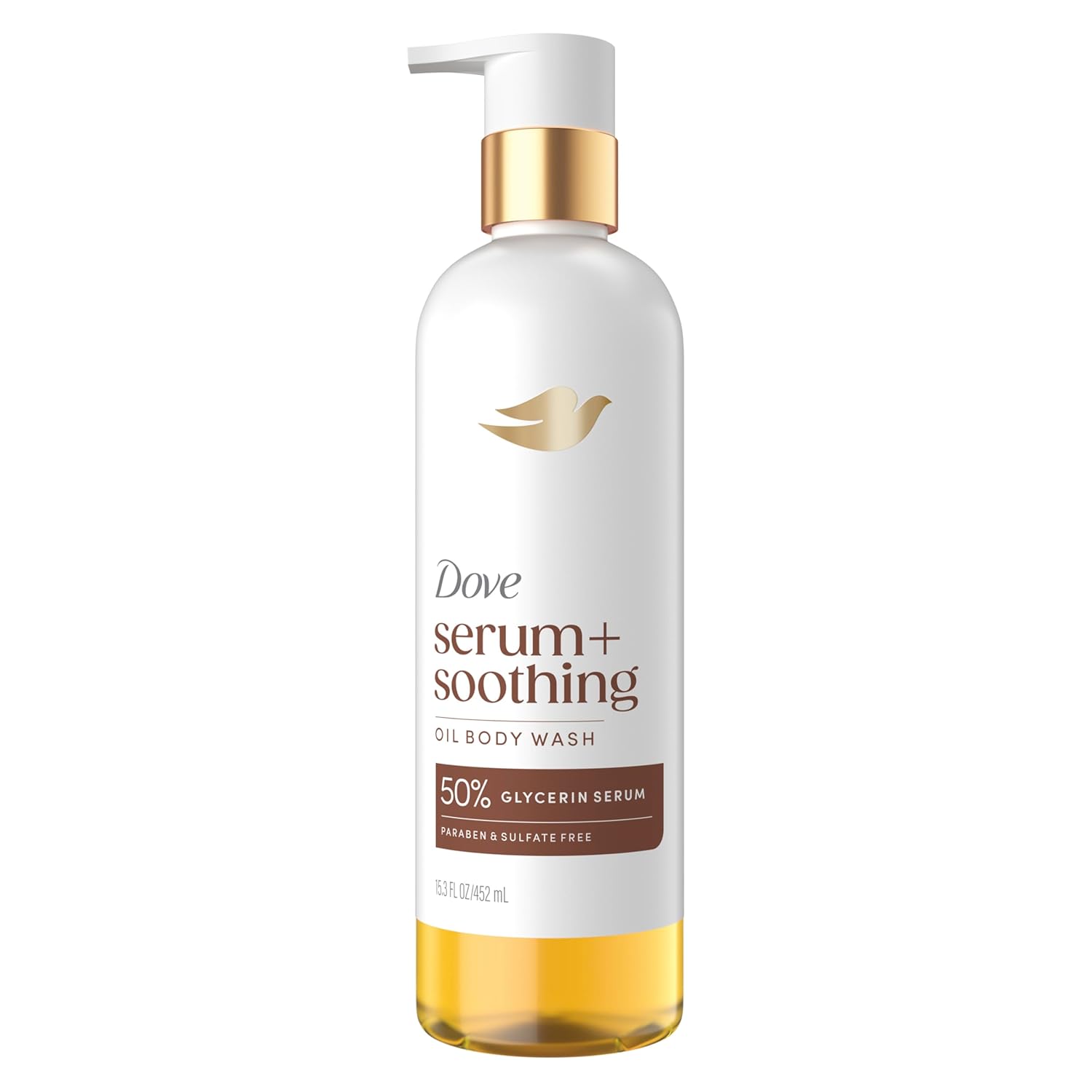 Dove Shower Oil Body Wash with Glycerin Serum, Almond Oil & Sandalwood, Hydrating & Soothing Cleanser for Dry Skin, 15.3 fl oz