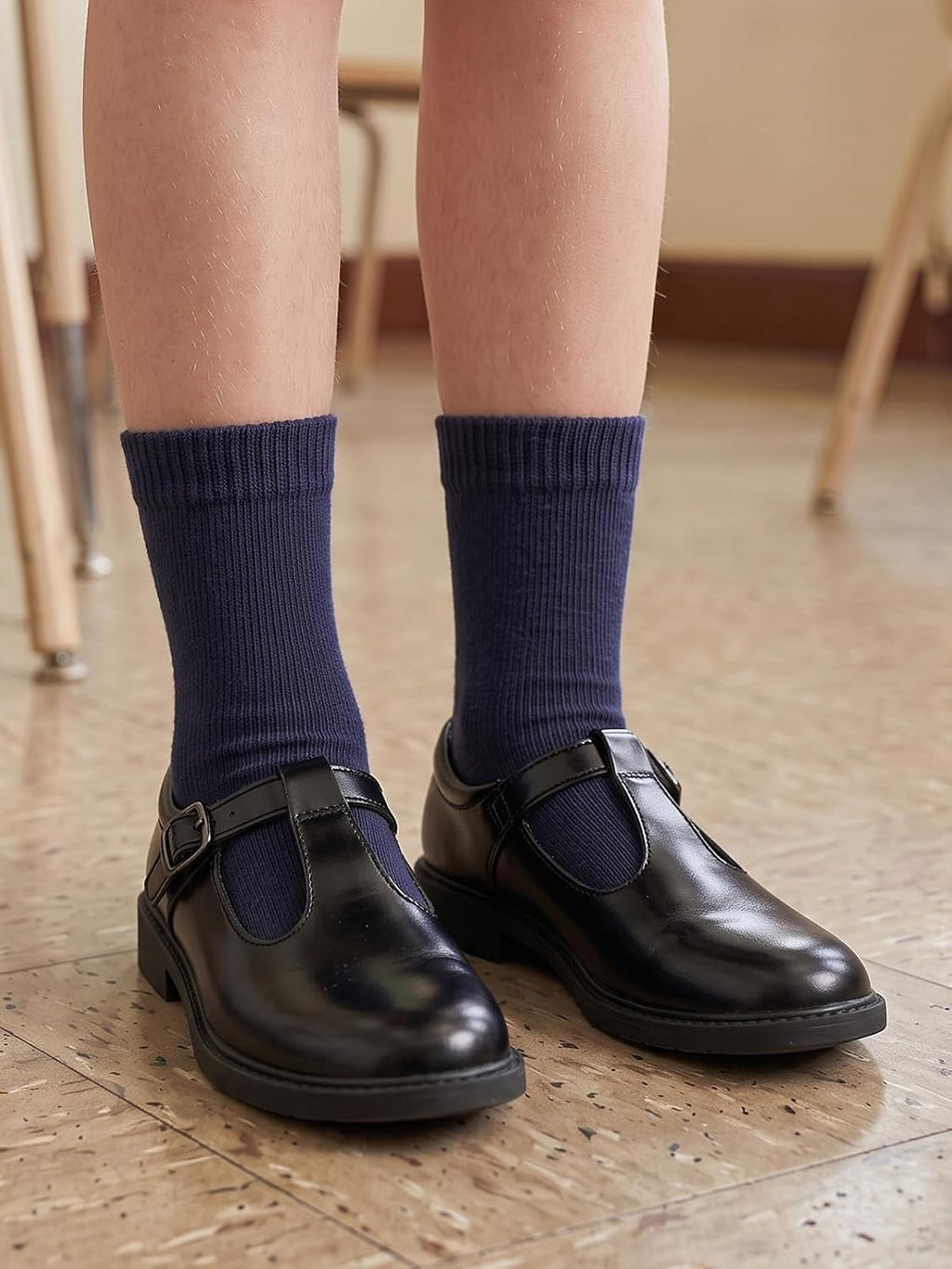 COTTON DAY Unisex Kids Boys Girls Soft Cotton School Socks Black White Navy
