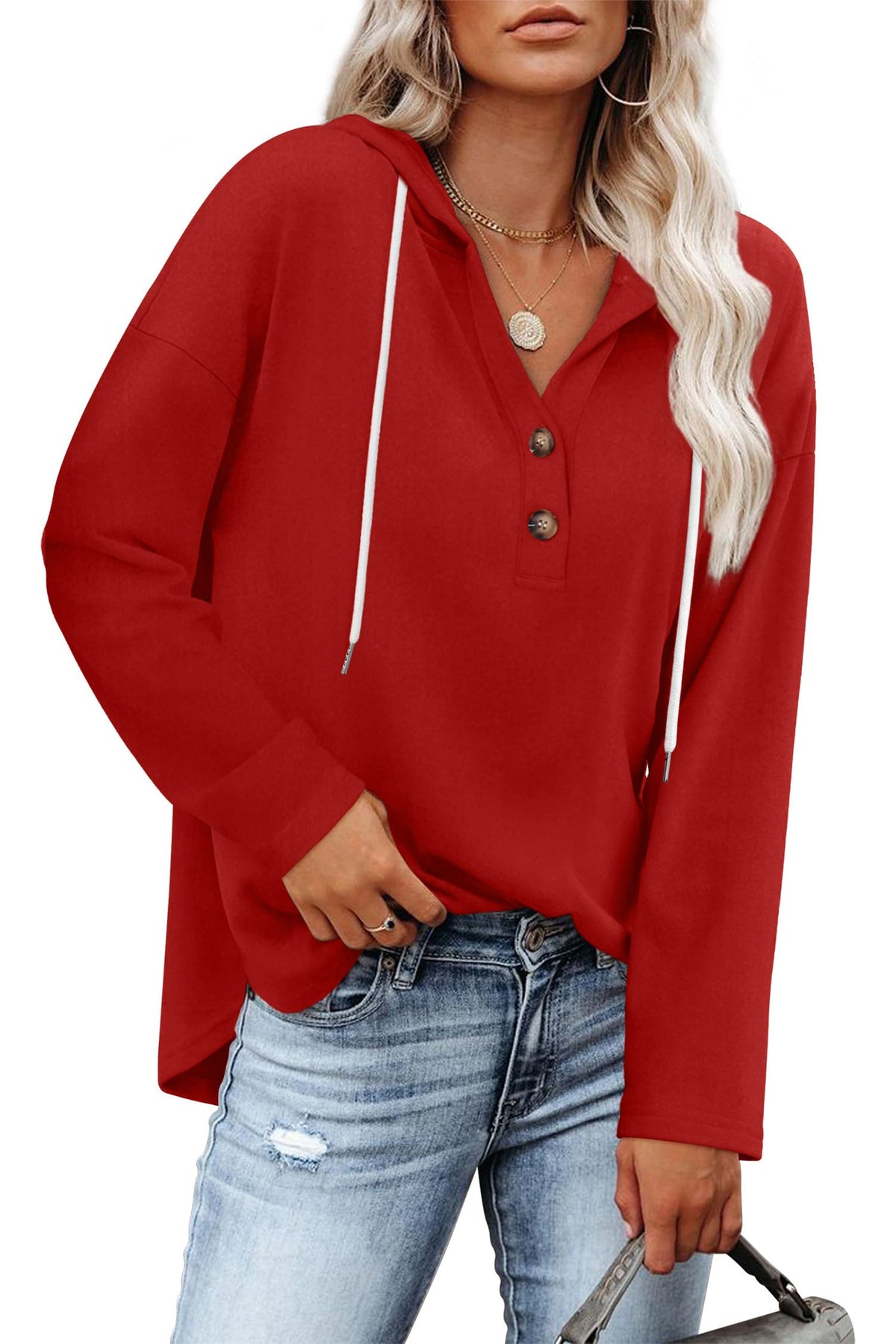 RUMIA Womens Tops V Neck Sweatshirt for Women Pullover Fall Outfits Loose