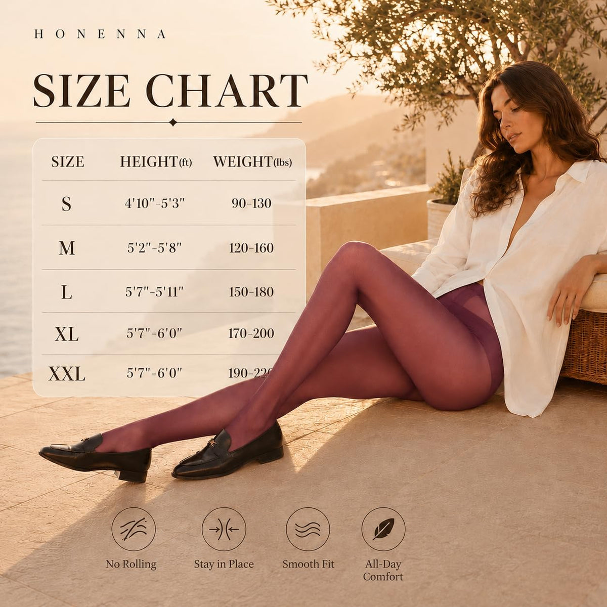 HONENNA Sheer Tights for Women 2 Pairs Ultra Thin Reinforced T Crotch Control Top Pantyhose Stockings