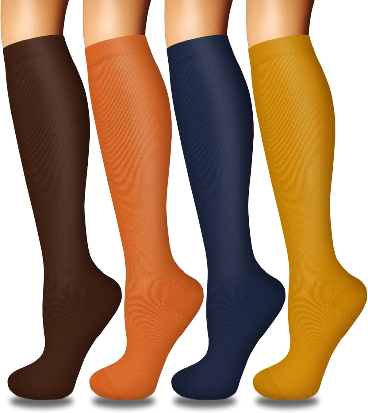 4 Pairs Compression Socks for Women Circulation-Best Support for Nurses,Running,Athletic,Travel