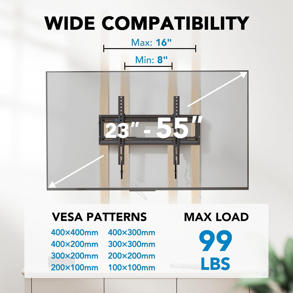 Pipishell TV Wall Mount for 26-74 inch LED LCD OLED 4K TVs up to 99lbs, Full Motion TV Mount Bracket Articulating Swivel Extension Tilting Leveling Max VESA 400x400mm, Fits 12/16 Inch Wood Studs