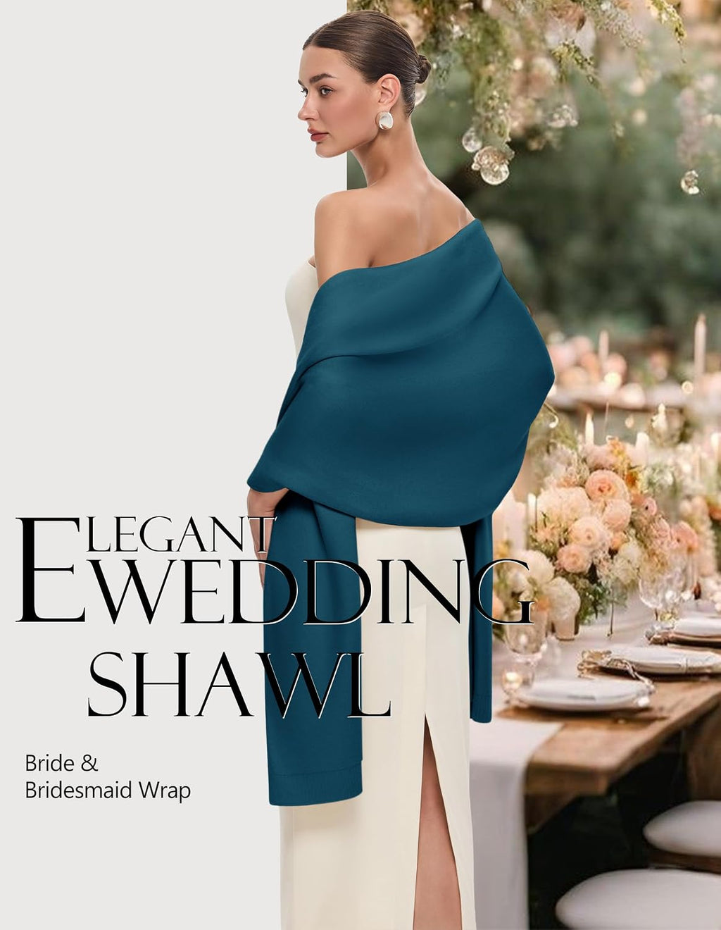 PULI Women's Pashmina Shawl Wrap Large Wedding Bridal Evening Winter Scarf