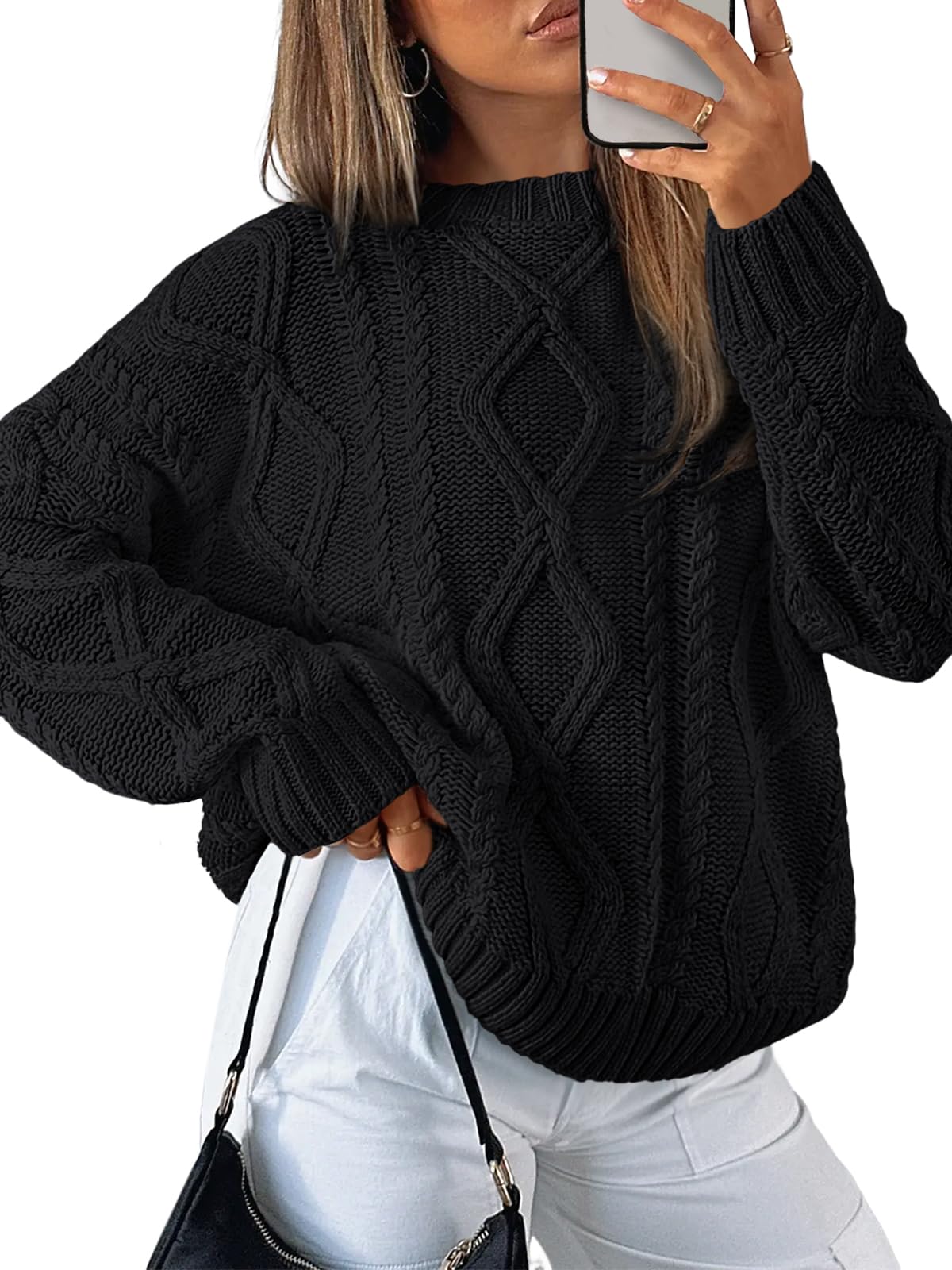 Trendy Queen Women's Oversized Cable Knit Sweaters 2026 Fall Outfits