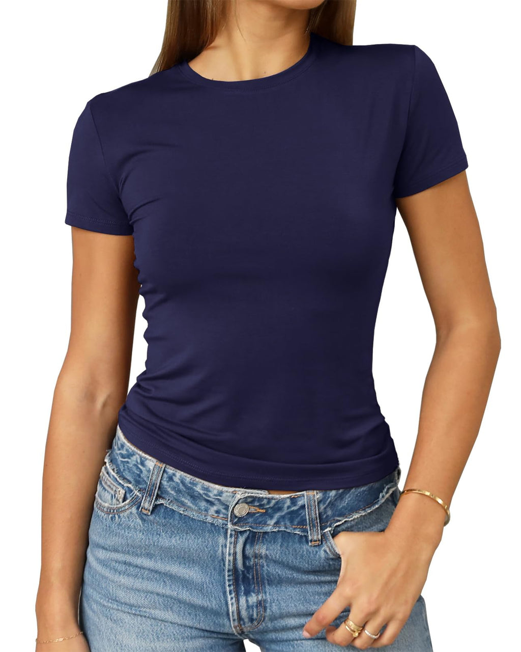 Abardsion Women's Casual Basic Slim Fit T Shirts