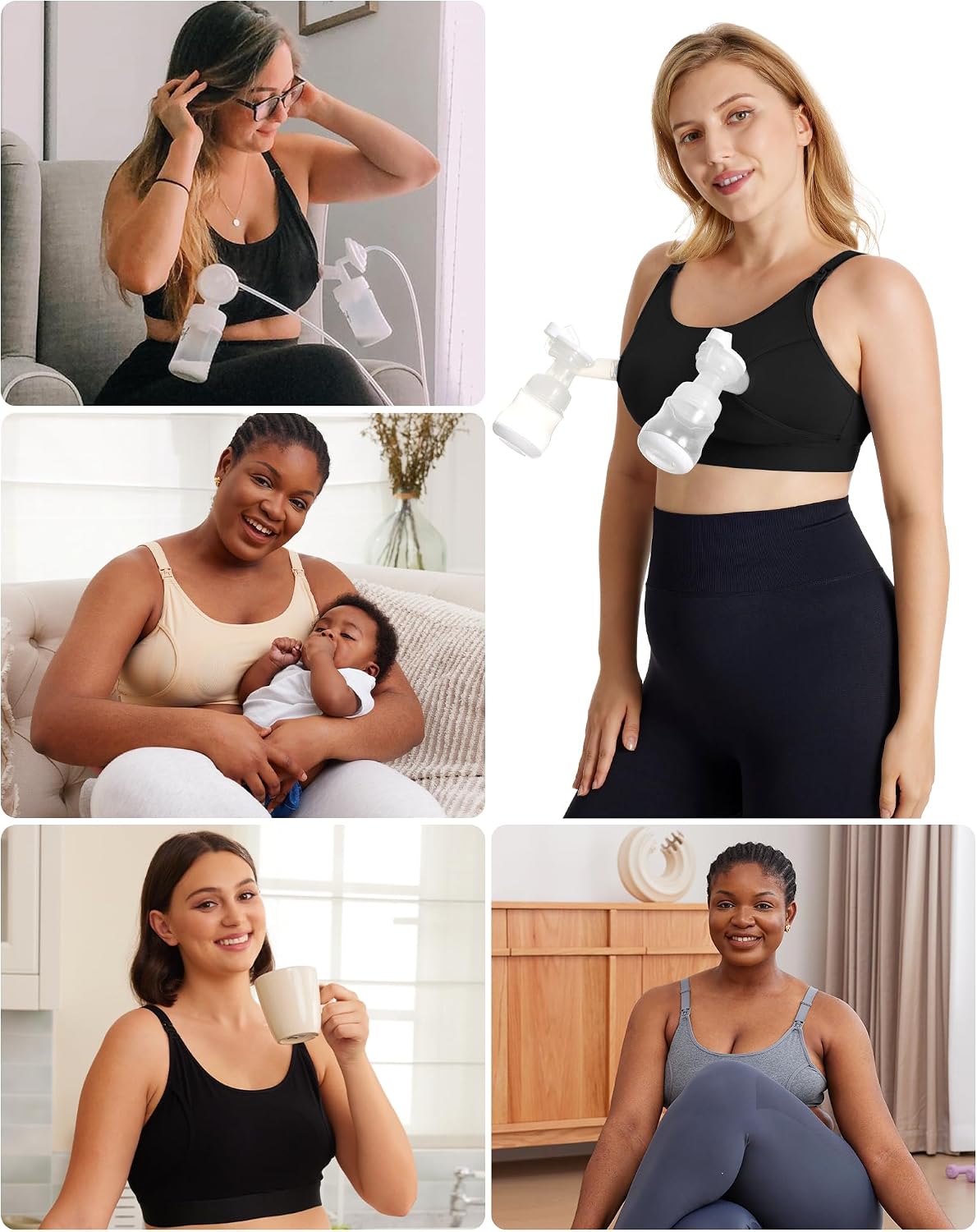 Momcozy Hands Free Pumping & Nursing Bra, Adjustable Cotton Breast Pump Bra
