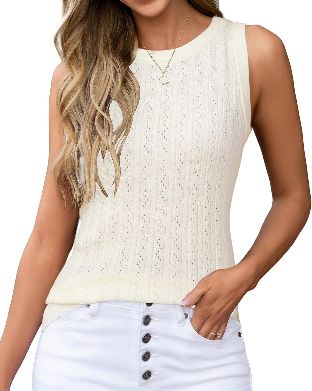 Arach&Cloz Women's Wool Blend Sleeveless All Season Business Casual Tank