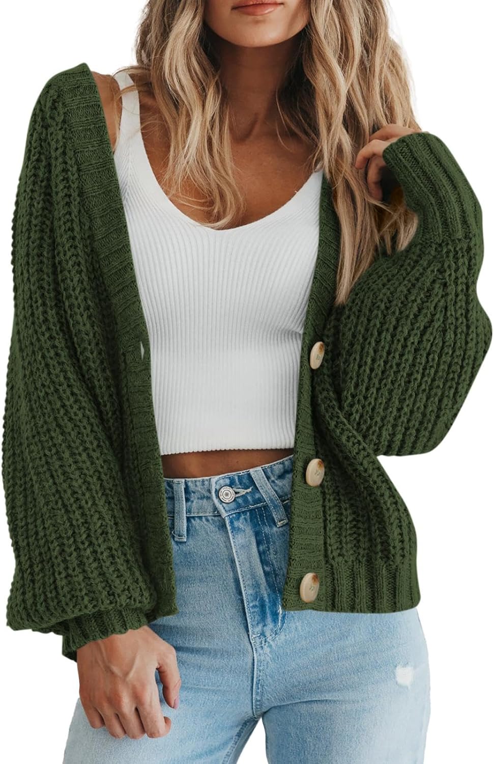 PRETTYGARDEN Women's Chunky Knit Open Front Cardigan Sweaters Fall Outfits