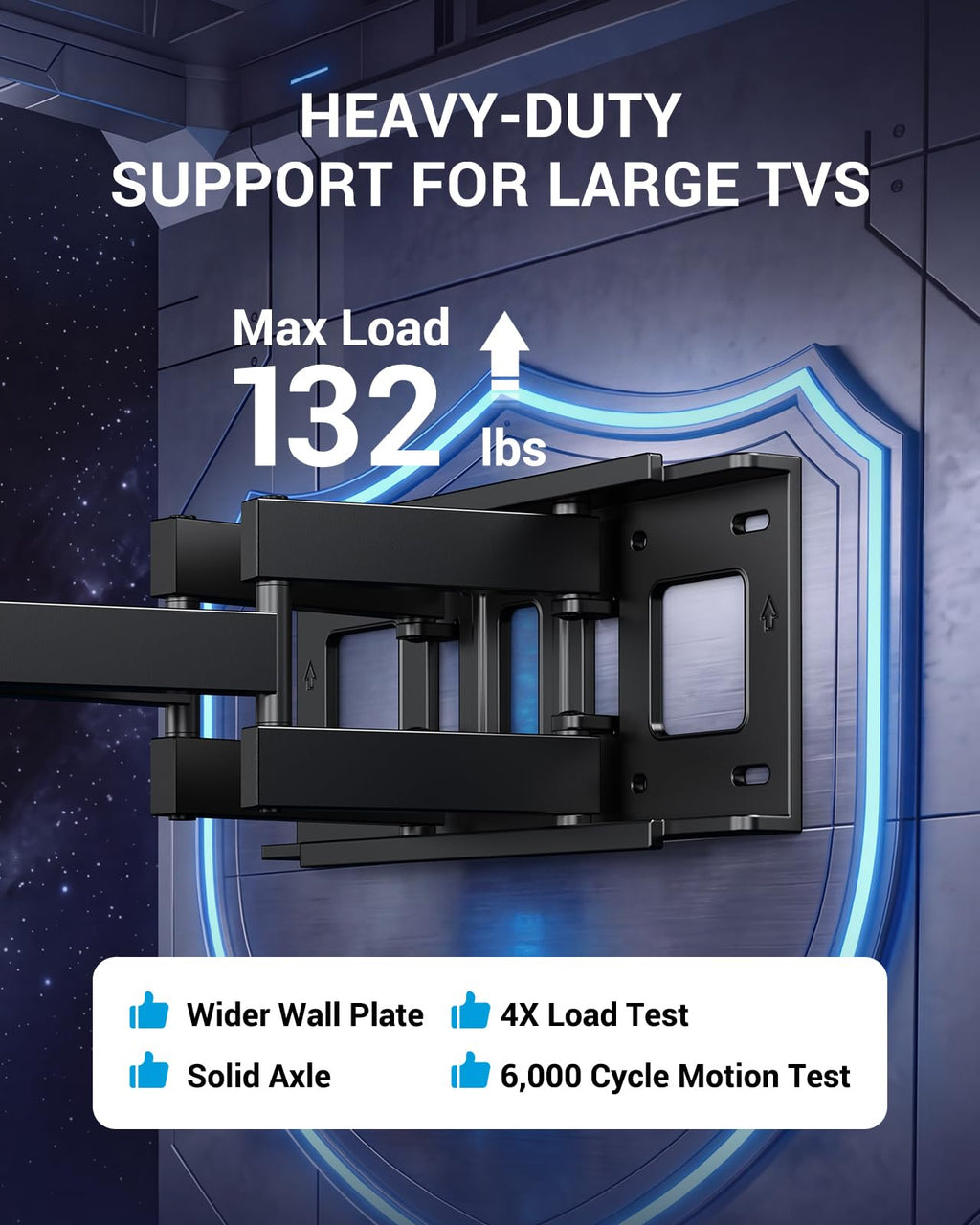 Pipishell TV Wall Mount for 26-74 inch LED LCD OLED 4K TVs up to 99lbs, Full Motion TV Mount Bracket Articulating Swivel Extension Tilting Leveling Max VESA 400x400mm, Fits 12/16 Inch Wood Studs