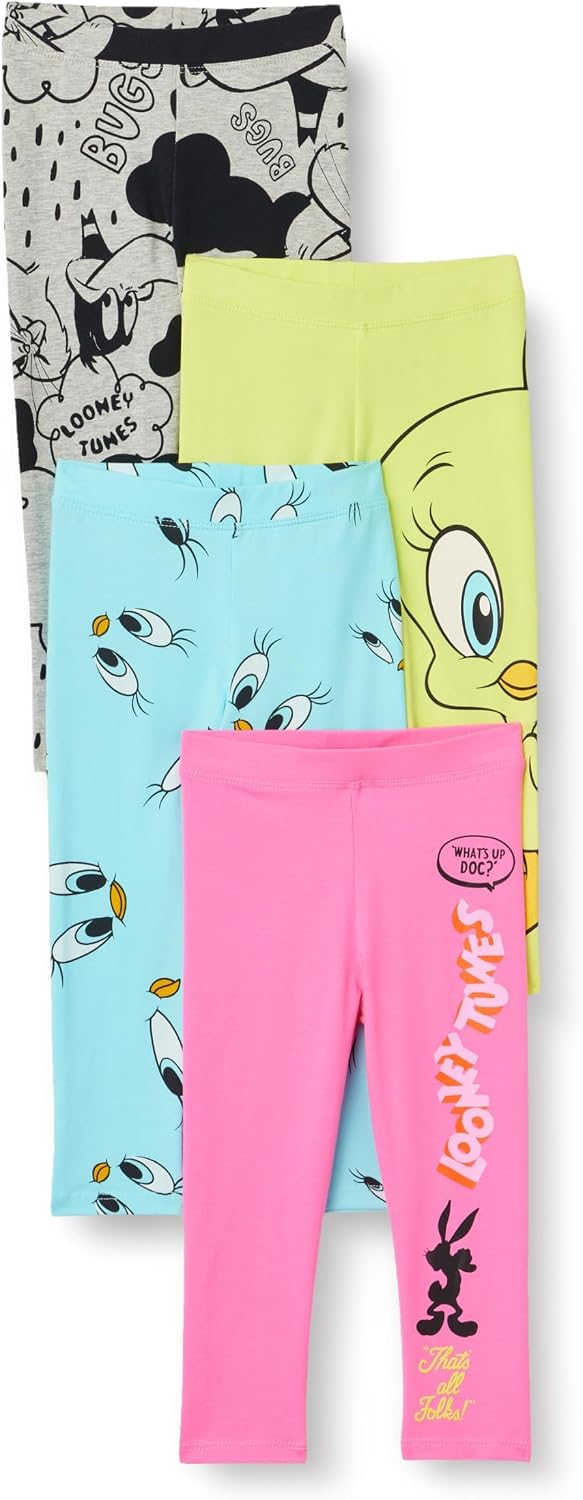 Amazon Essentials Girls' Cotton Stretch Leggings, Multipacks