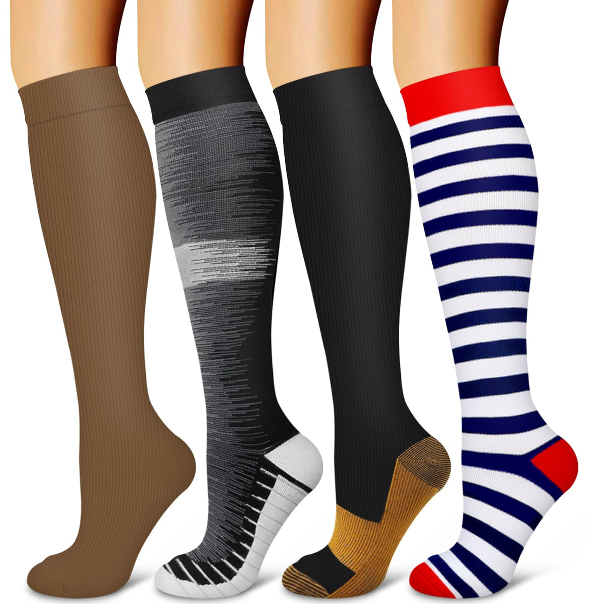 Laite Hebe 4 Pairs-Compression Socks for Women&Men Circulation-Best Support for Nurses,Running,Athletic