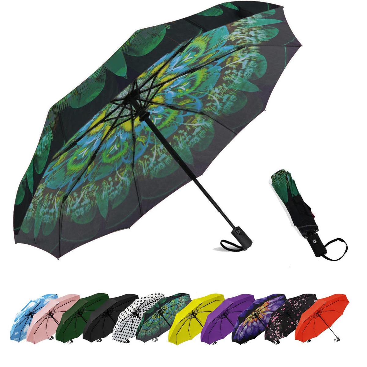SIEPASA Windproof Travel Umbrella - Automatic Compact Folding Umbrella for Rain, Small Portable Windproof Umbrellas for Men Women and Teenagers (Navy Blue)