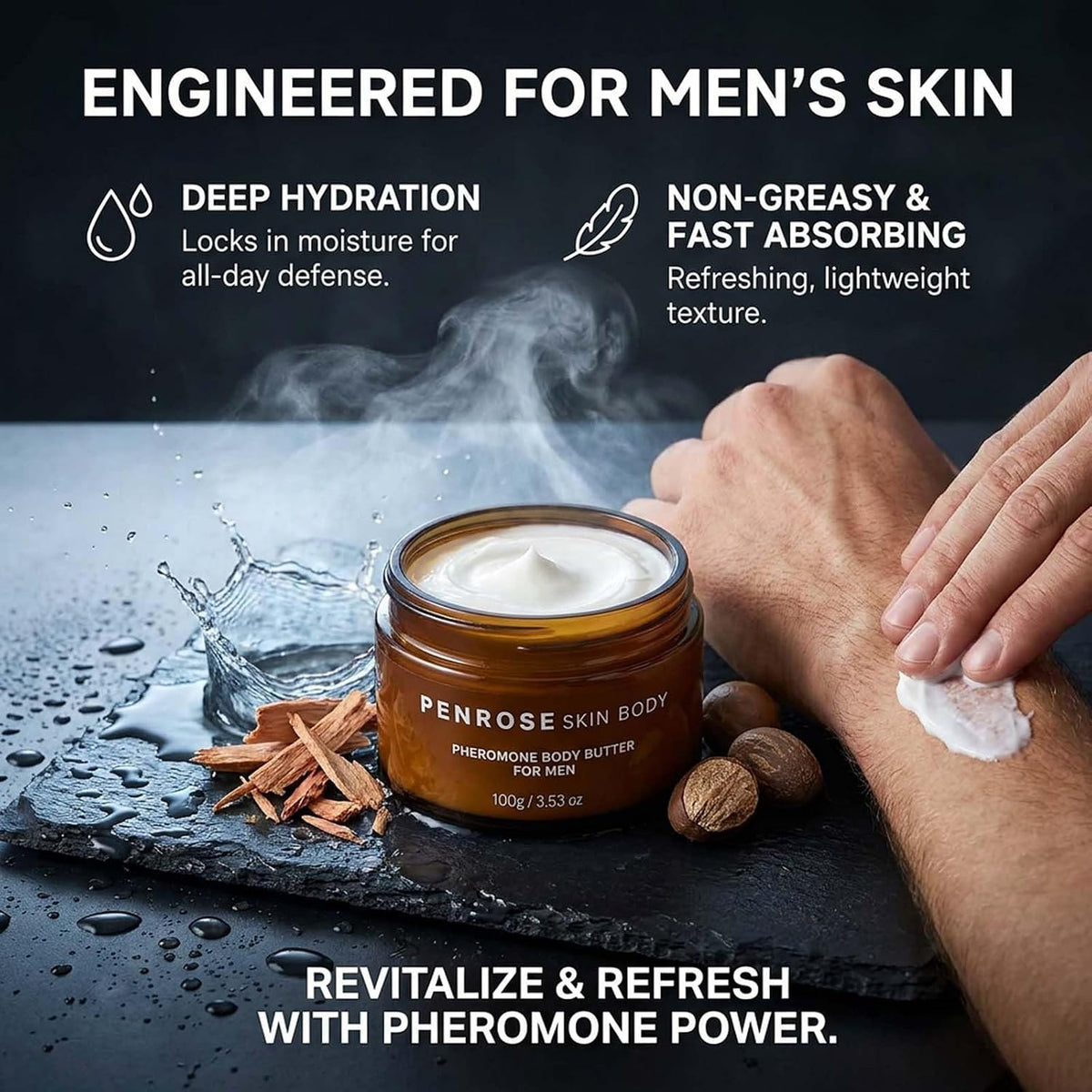 Skin Body Butter for Men, Moisturizing Body Cream,Non-greasy Body Butter