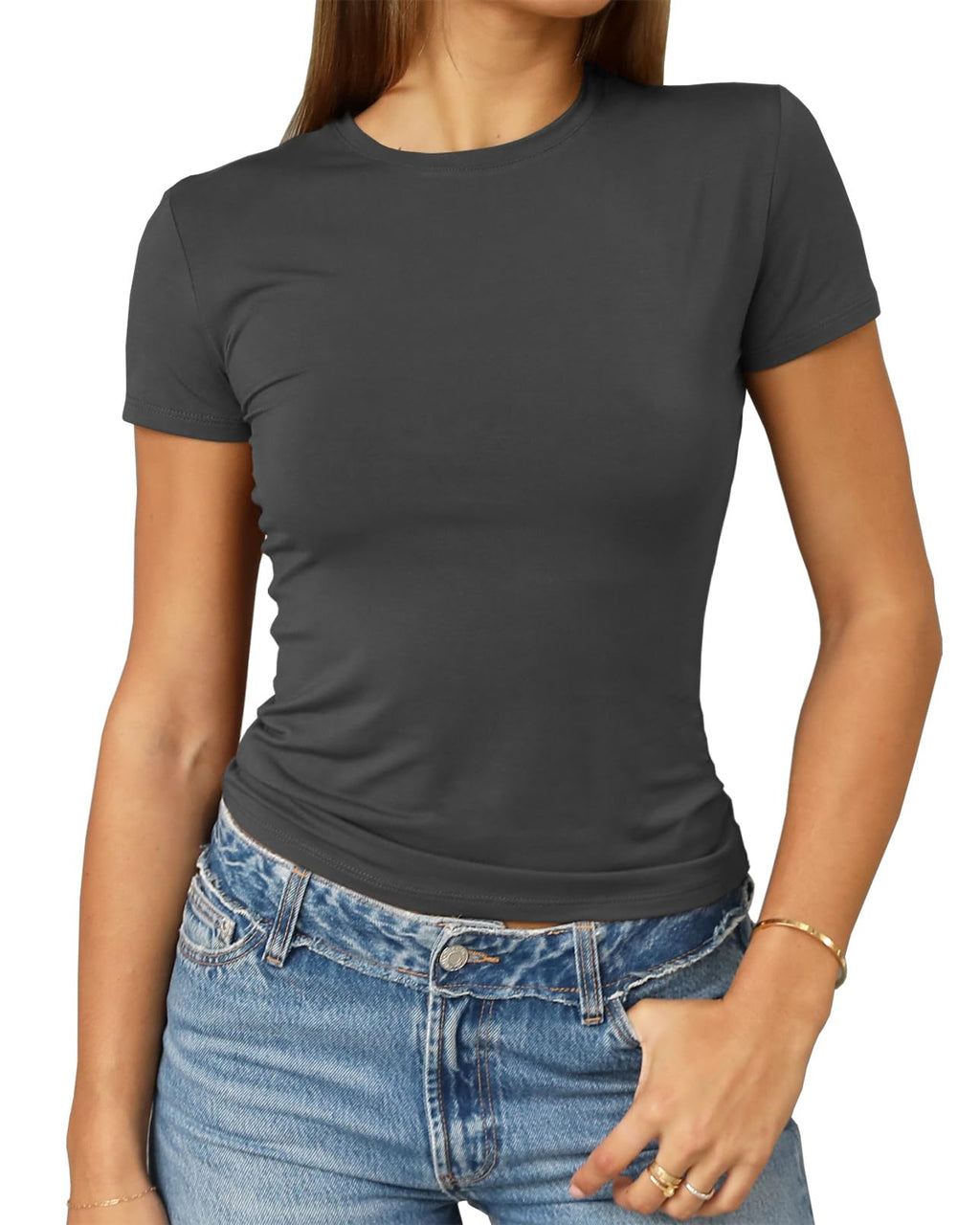 Abardsion Women's Casual Basic Slim Fit T Shirts
