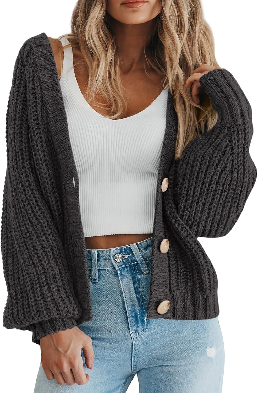PRETTYGARDEN Women's Chunky Knit Open Front Cardigan Sweaters Fall Outfits