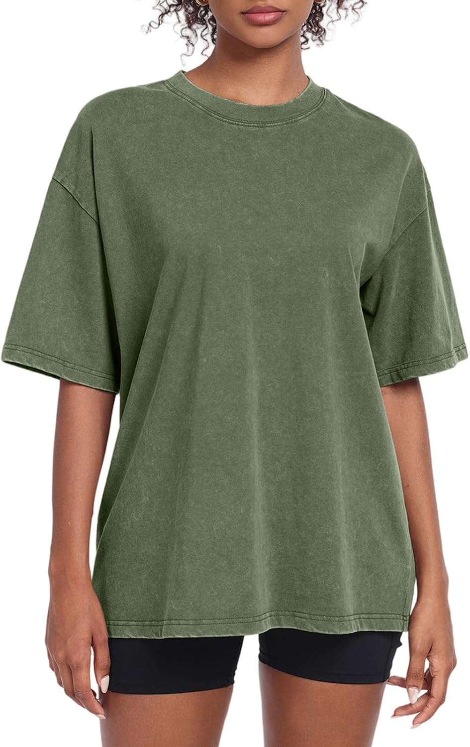 Womens Washed Vintage Oversized T-Shirt Baggy Workout Tops Short Sleeve Cotton Tshirts Streetwear Boyfriend Tee
