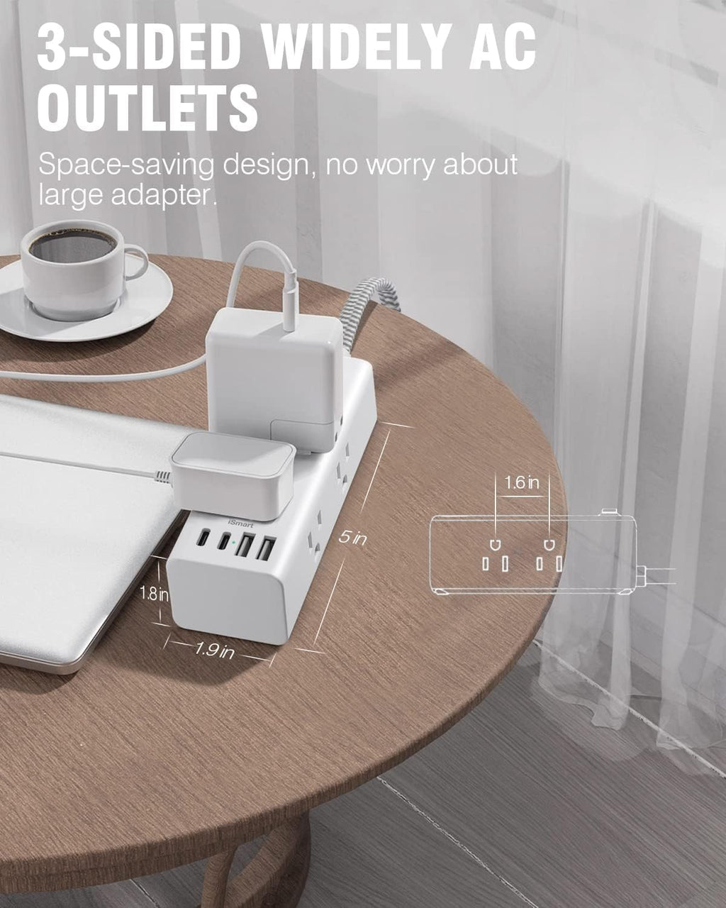 Surge Protector Power Strip 10Ft Long Extension Cord with Multiple Outlets