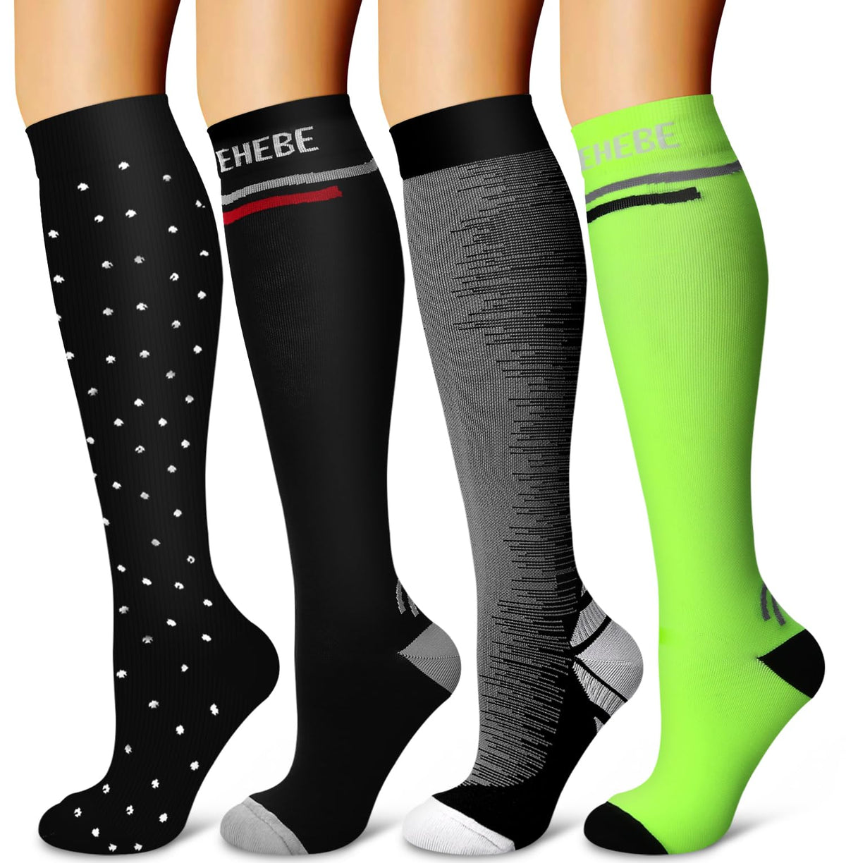 Laite Hebe 4 Pairs-Compression Socks for Women&Men Circulation-Best Support for Nurses,Running,Athletic