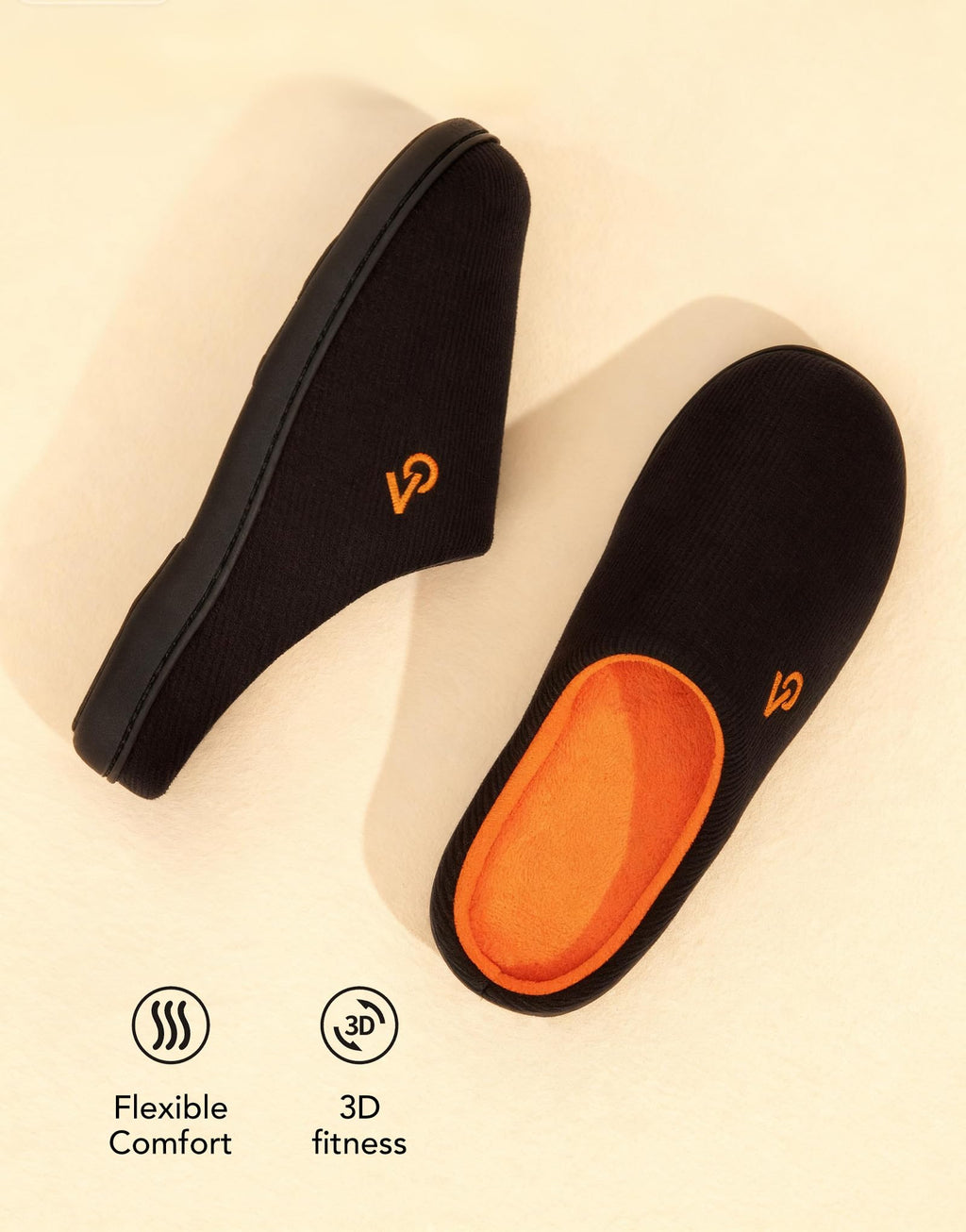 VeraCosy Men's Two-Tone House Slippers Memory Foam Indoor Rubber Sole