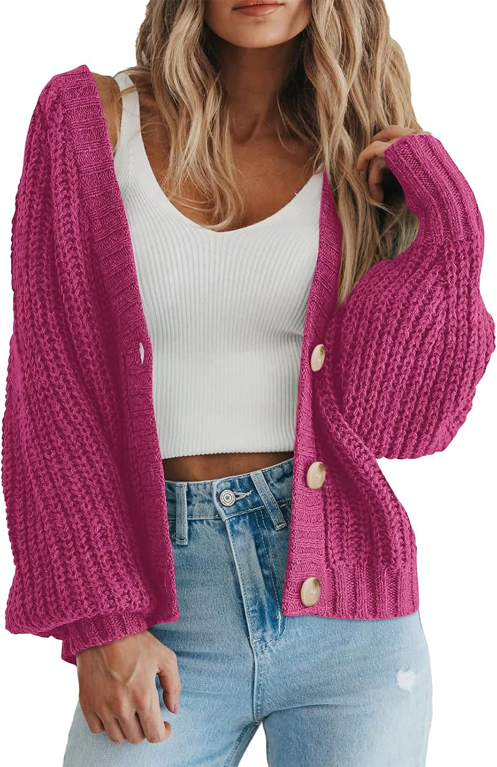 PRETTYGARDEN Women's Chunky Knit Open Front Cardigan Sweaters Fall Outfits