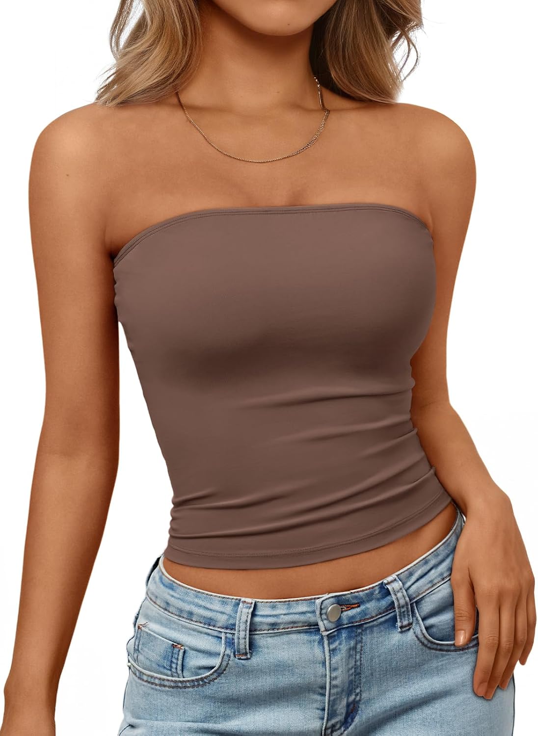 Trendy Queen Women's Strapless Bandeau Crop Top