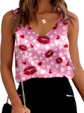 Ekouaer Womens Satin Tank Tops Summer Sleeveless Tops V Neck Casual Shirts