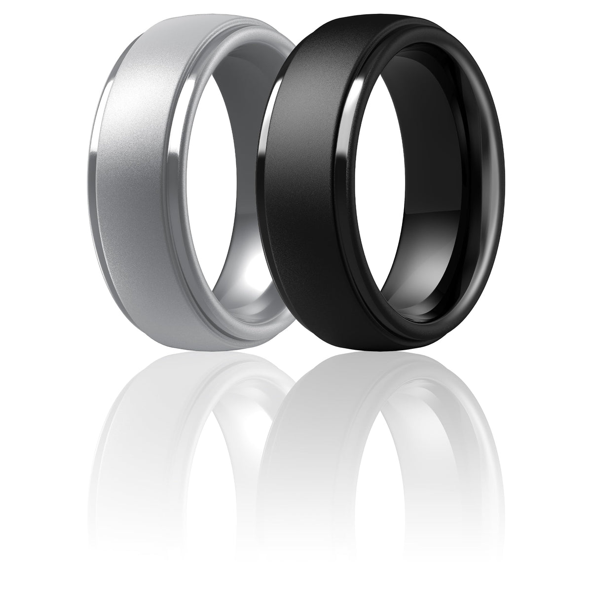 ThunderFit Silicone Rings for Men, Step Edge Rubber Wedding Bands 10mm Wide
