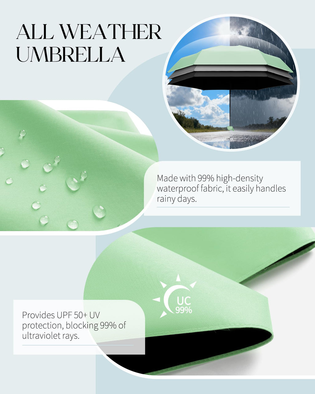 Seniny Mini Travel Umbrella with Case, Compact Pocket Size UV Sun & Rain