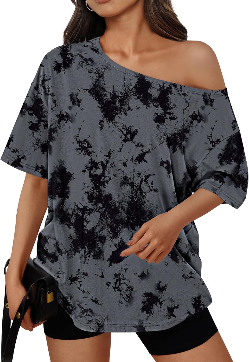 Trendy Queen Womens Off the Shoulder Tops Oversized Summer T-Shirts 2026