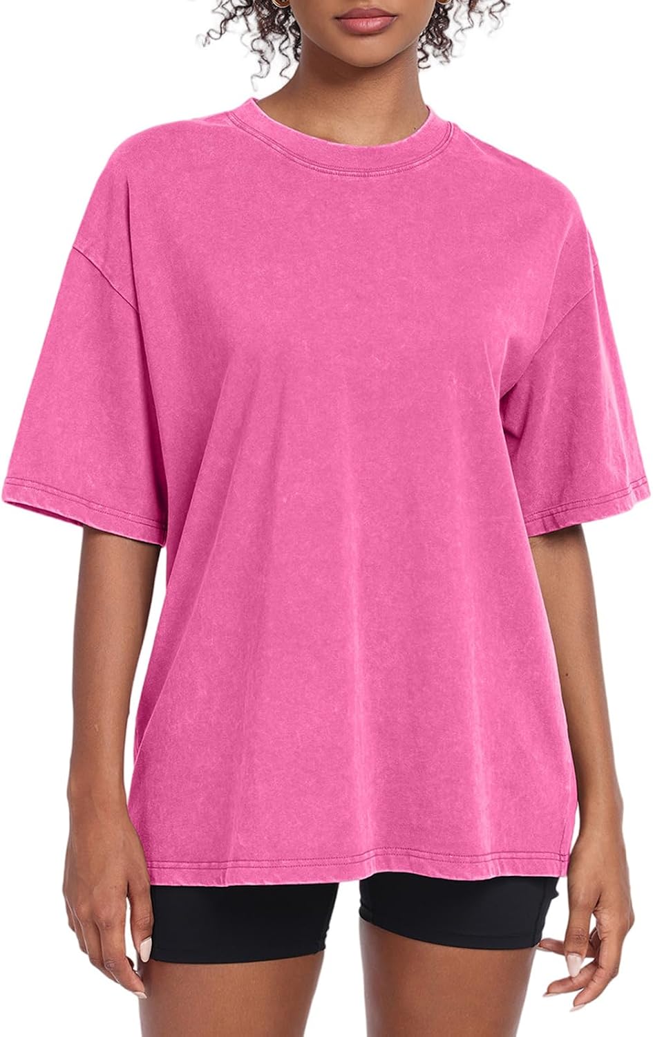Womens Washed Vintage Oversized T-Shirt Baggy Workout Tops Short Sleeve Cotton Tshirts Streetwear Boyfriend Tee