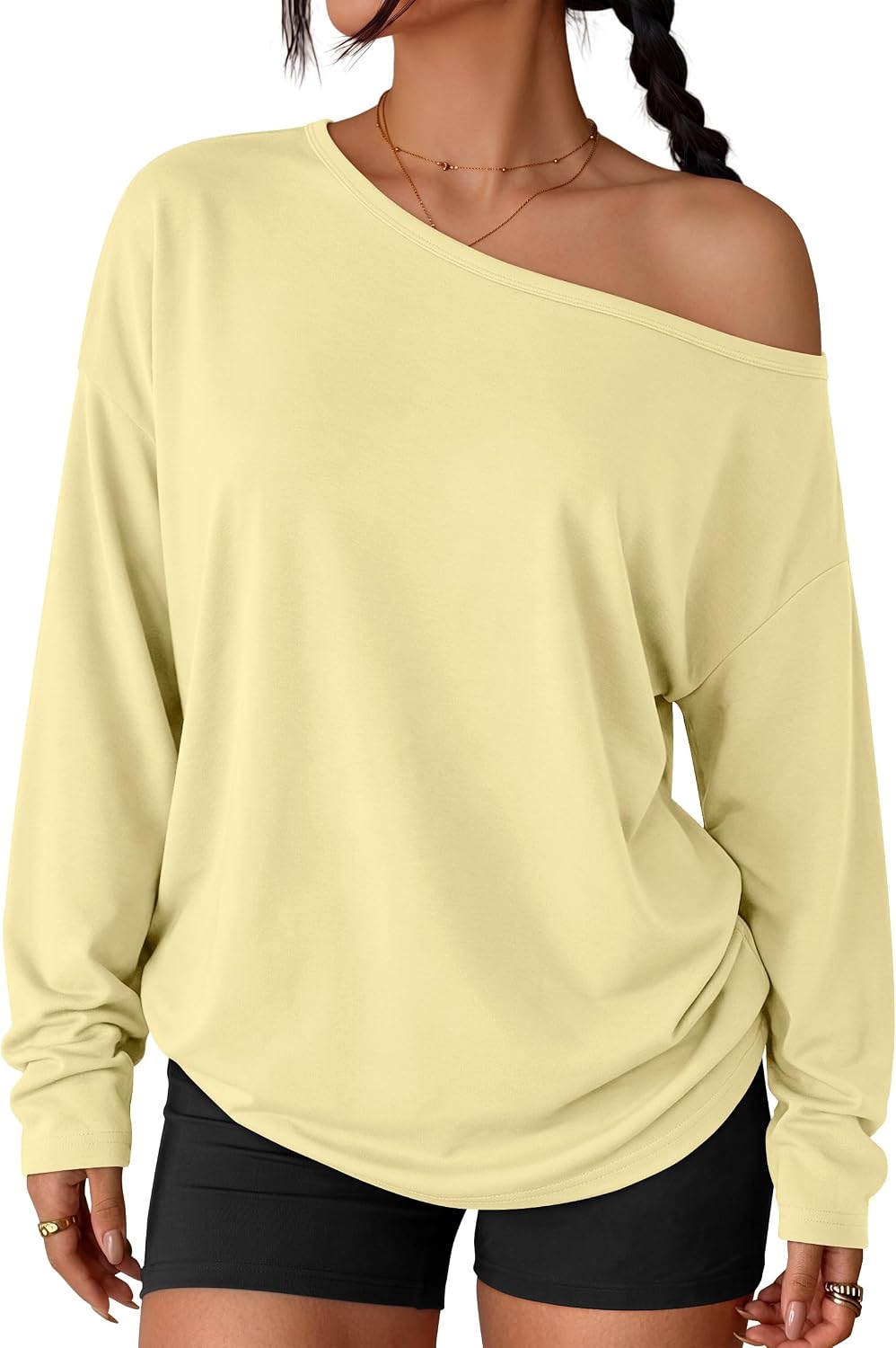 Trendy Queen Womens Off The Shoulder Oversized Tops