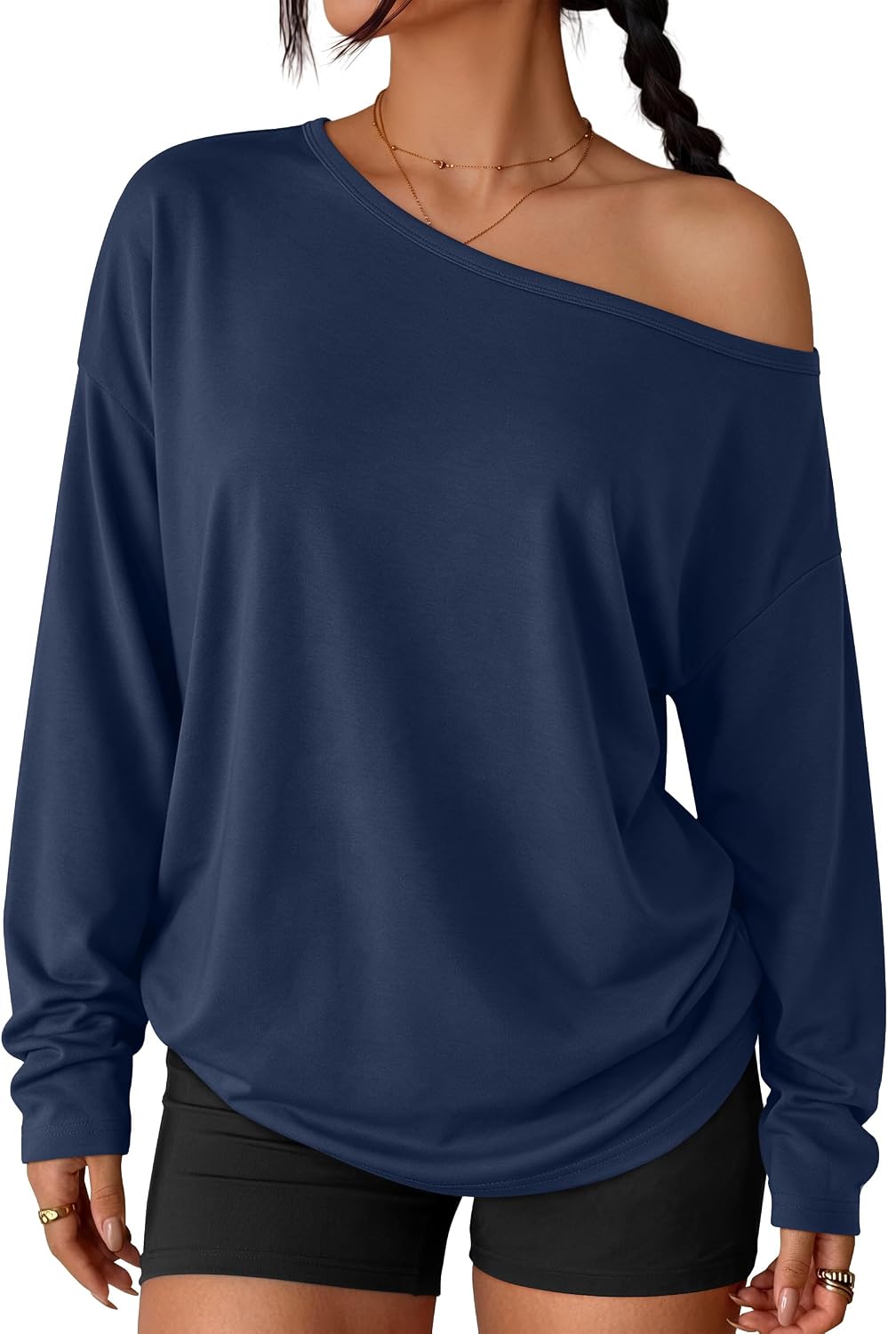 Trendy Queen Womens Off The Shoulder Oversized Tops