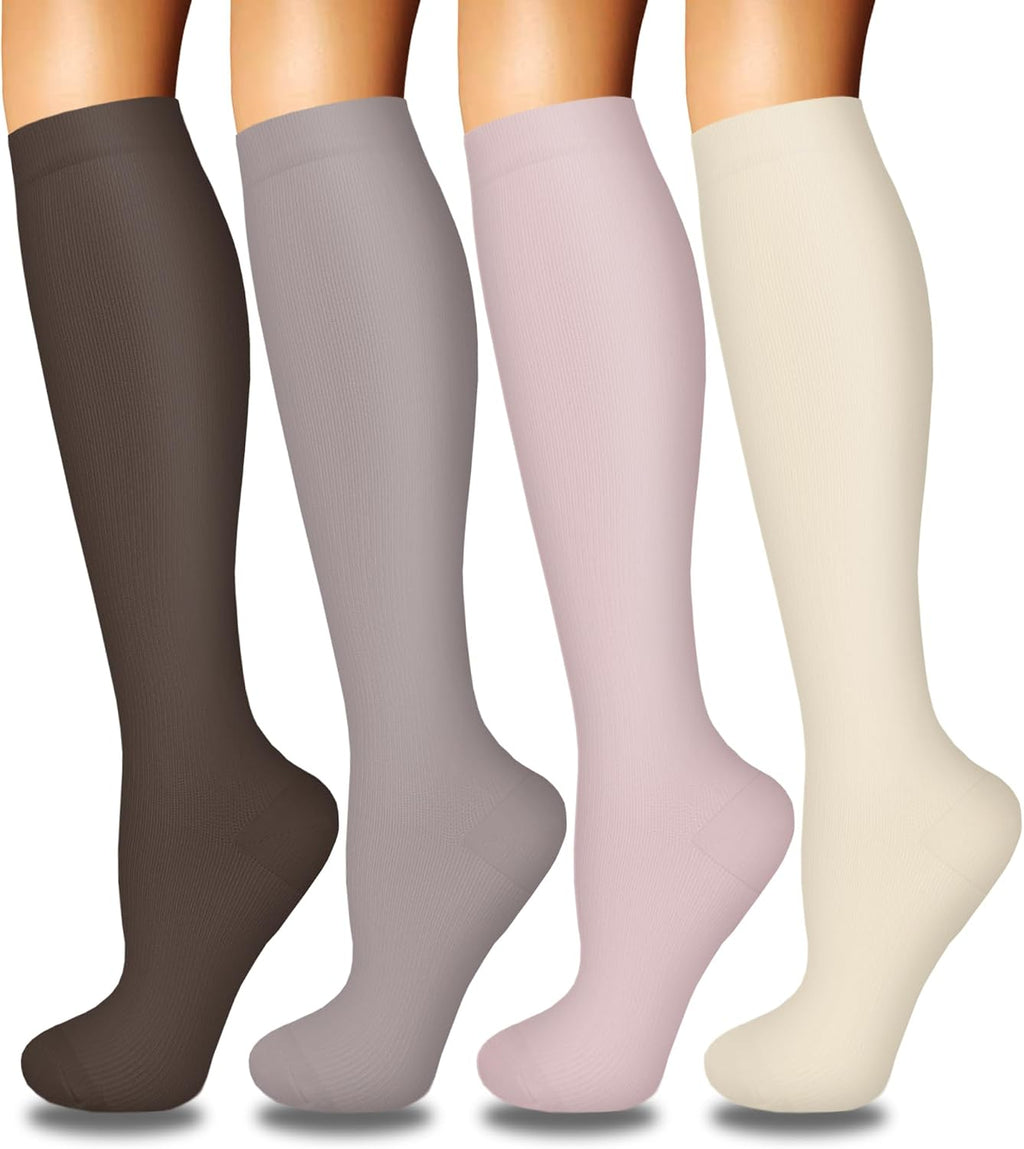 4 Pairs Compression Socks for Women Circulation-Best Support for Nurses,Running,Athletic,Travel