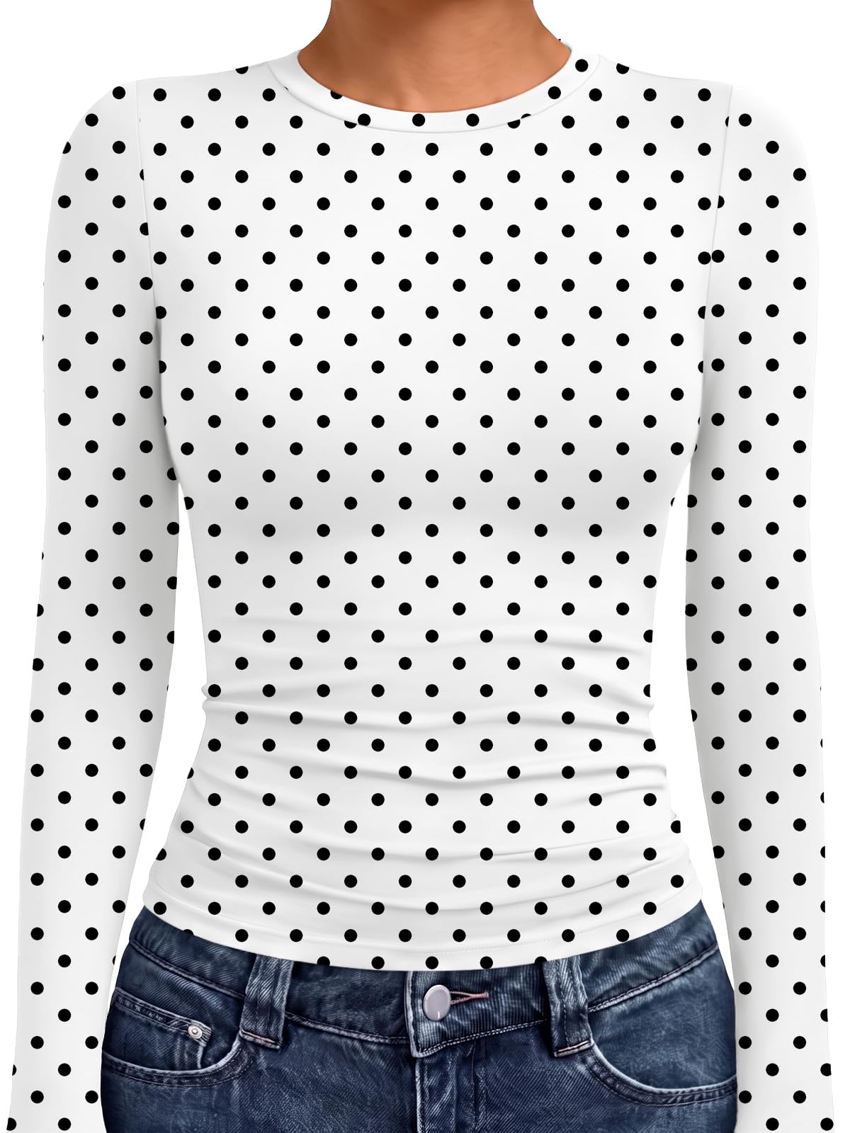 AUTOMET Womens Crew Neck Long Sleeve Shirts Compression Underscrubs Tops