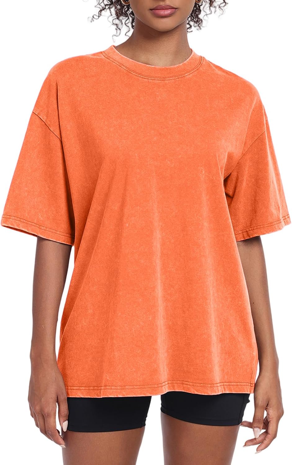 Womens Washed Vintage Oversized T-Shirt Baggy Workout Tops Short Sleeve Cotton Tshirts Streetwear Boyfriend Tee