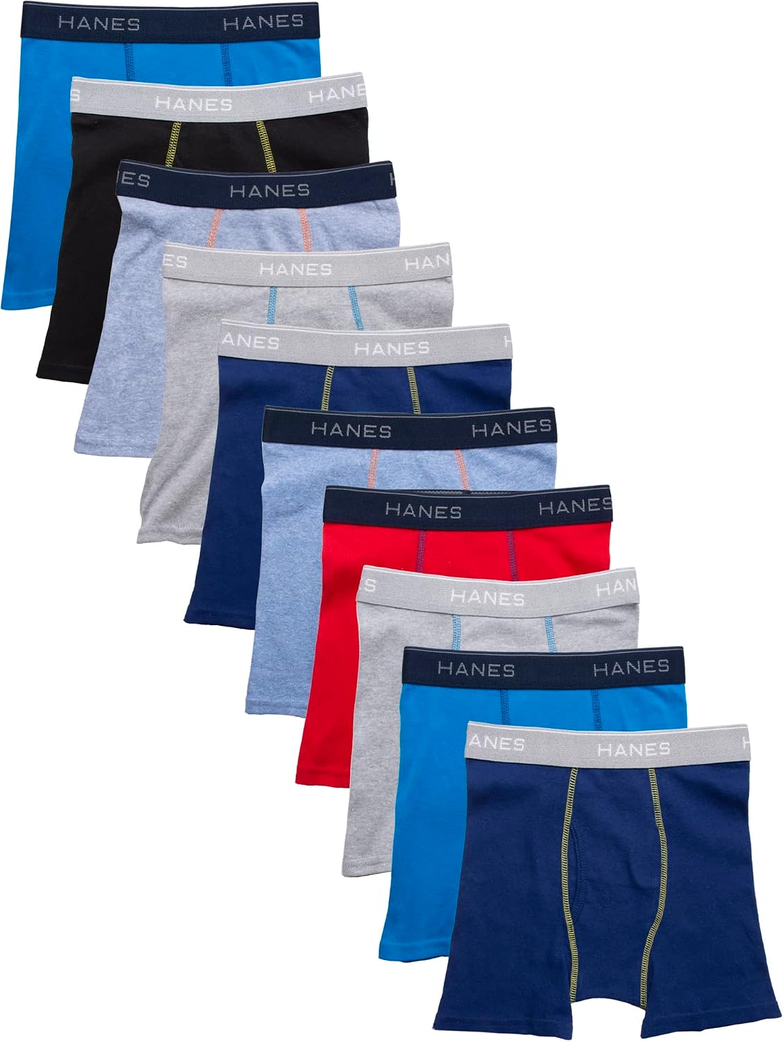Hanes Boys' Boxer Briefs, Moisture-wicking Underwear for Boys & Toddlers, Assorted, 10 Or 12 Pack