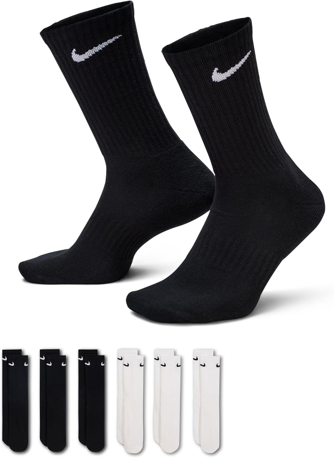 Nike Adult Everyday Cushioned Training Crew Socks (6-Packs) | Mens & Womens