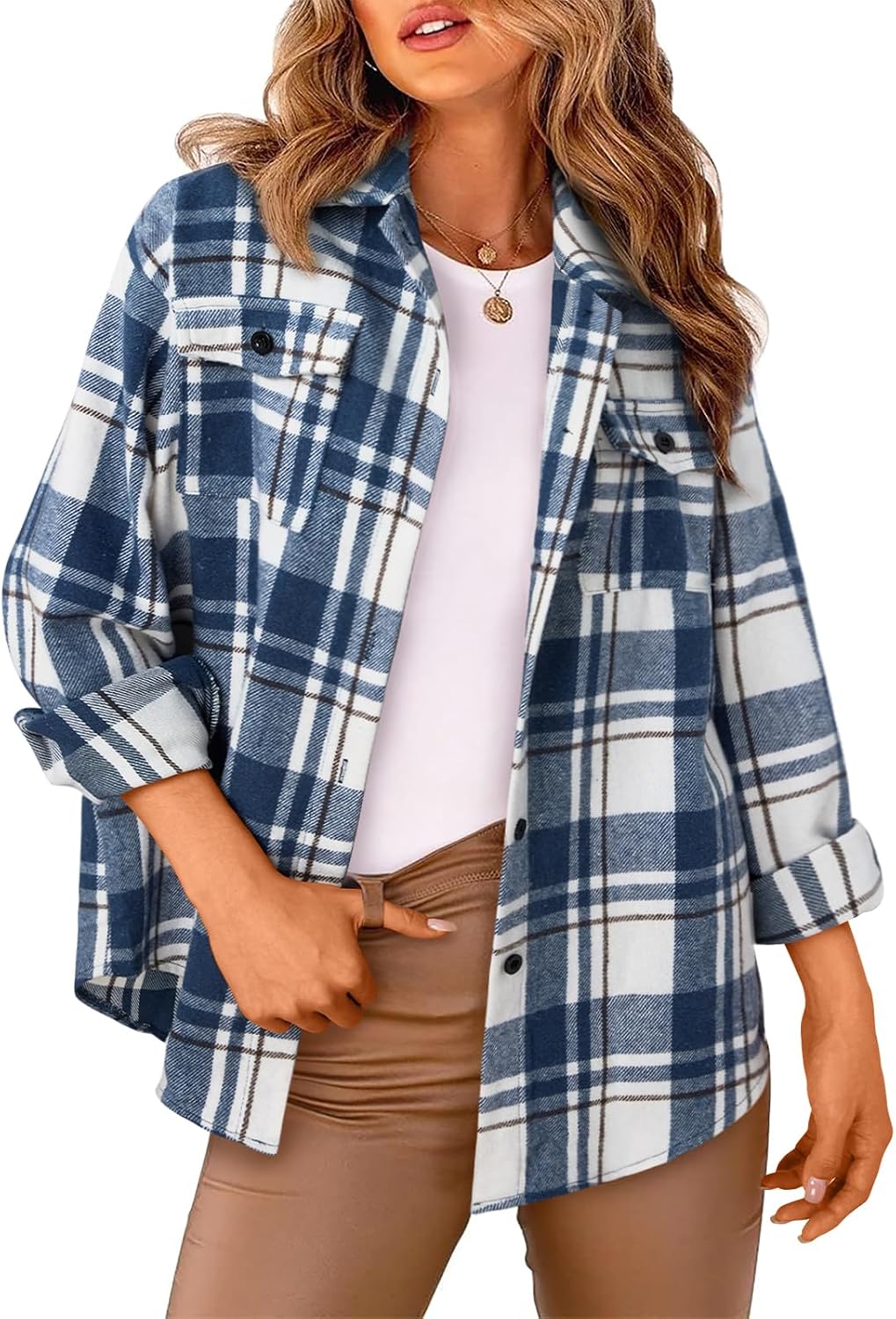 AUTOMET Shackets for Women Plaid Flannel Shirts