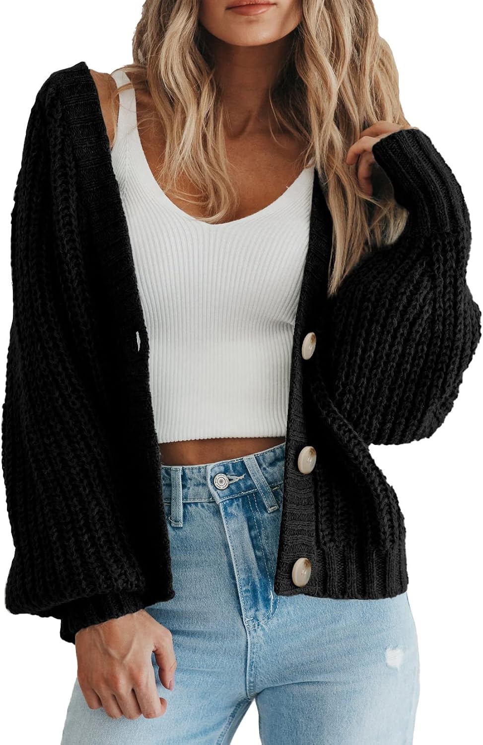 PRETTYGARDEN Women's Chunky Knit Open Front Cardigan Sweaters Fall Outfits