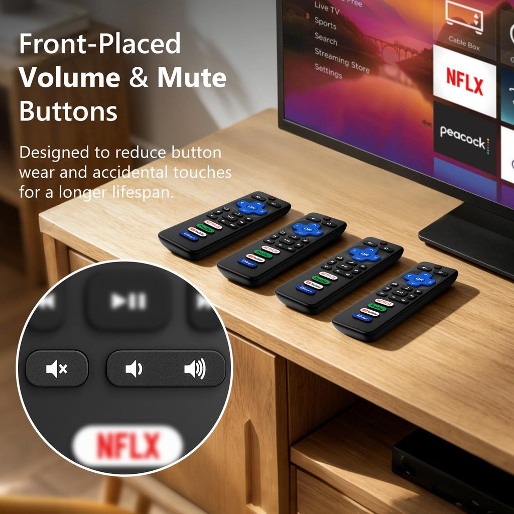 (2 Pack) Replacement Remote Control for Roku TV, for TCL Roku/Onn Roku TVs