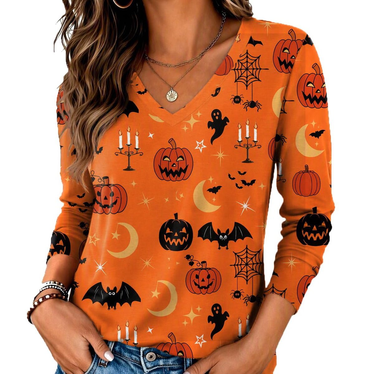 Zeagoo Womens Shirts Long Sleeve Tops V Neck Casual Basic Tee Fall Outfits