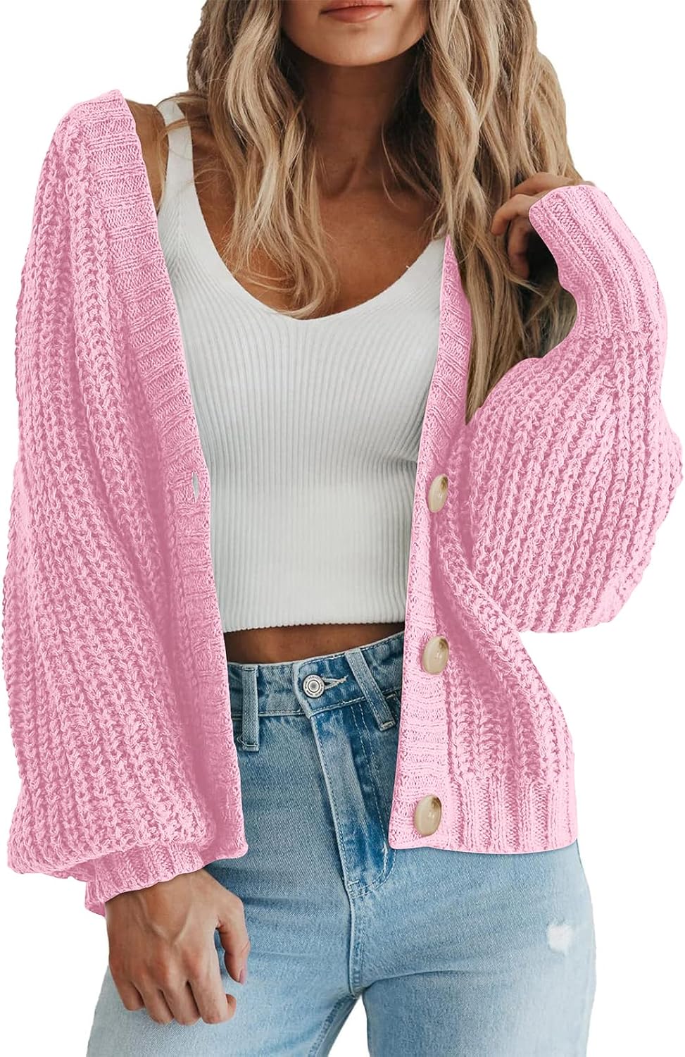 PRETTYGARDEN Women's Chunky Knit Open Front Cardigan Sweaters Fall Outfits