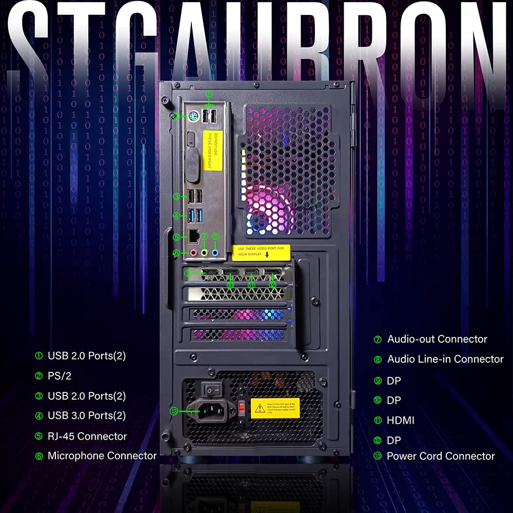 STGAubron Gaming PC Desktop,Core I5,RTX 2060 6G,16G RAM,512G SSD