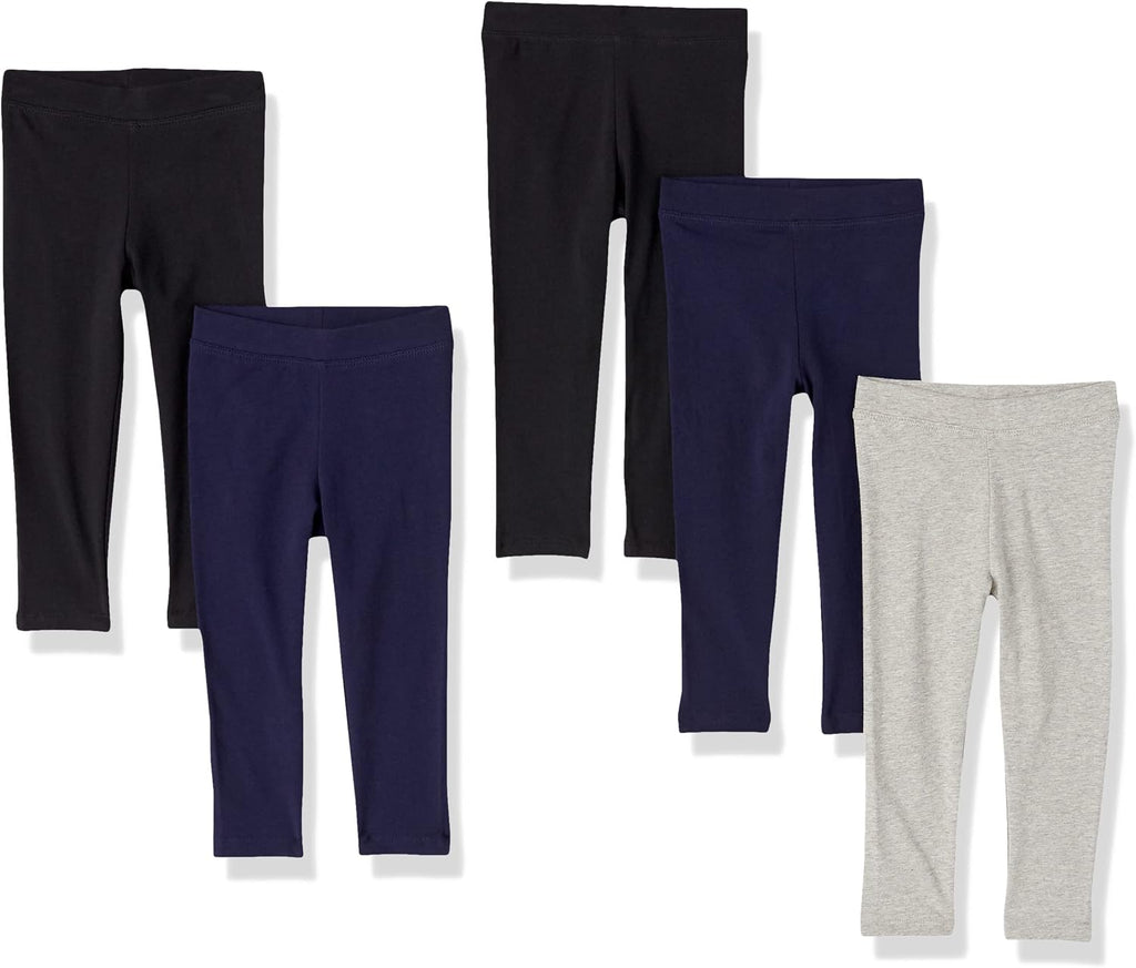 Amazon Essentials Girls' Cotton Stretch Leggings, Multipacks
