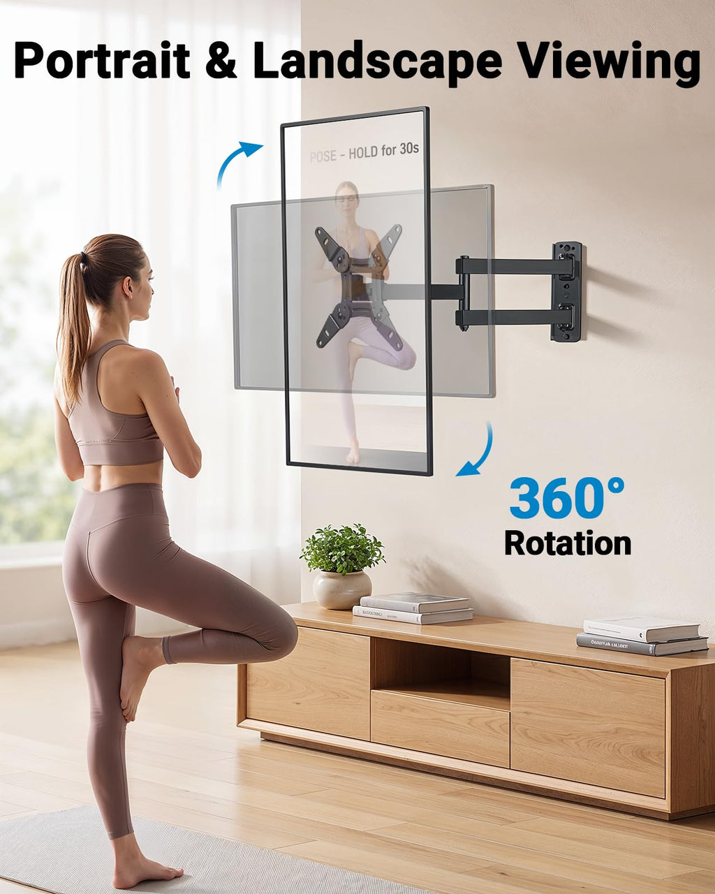 Pipishell TV Wall Mount for 26-74 inch LED LCD OLED 4K TVs up to 99lbs, Full Motion TV Mount Bracket Articulating Swivel Extension Tilting Leveling Max VESA 400x400mm, Fits 12/16 Inch Wood Studs