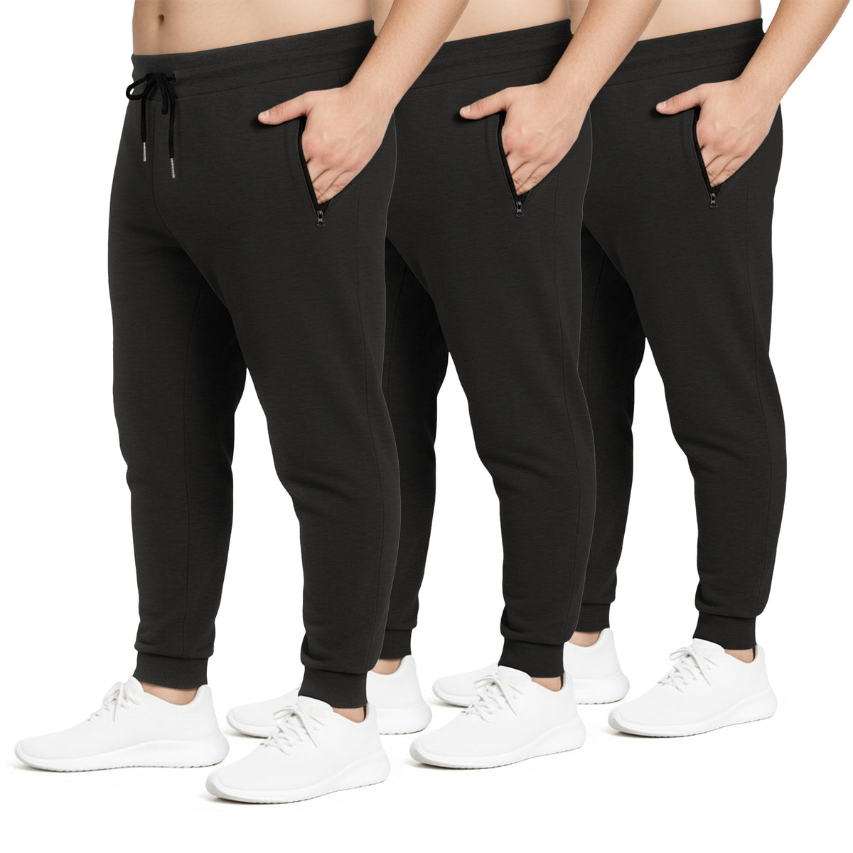 PURE CHAMP Sweatpants for Men 3 Pack Fleece Athletic Workout Joggers Mens Sweatpants with Zipper Pockets Size S-3XL